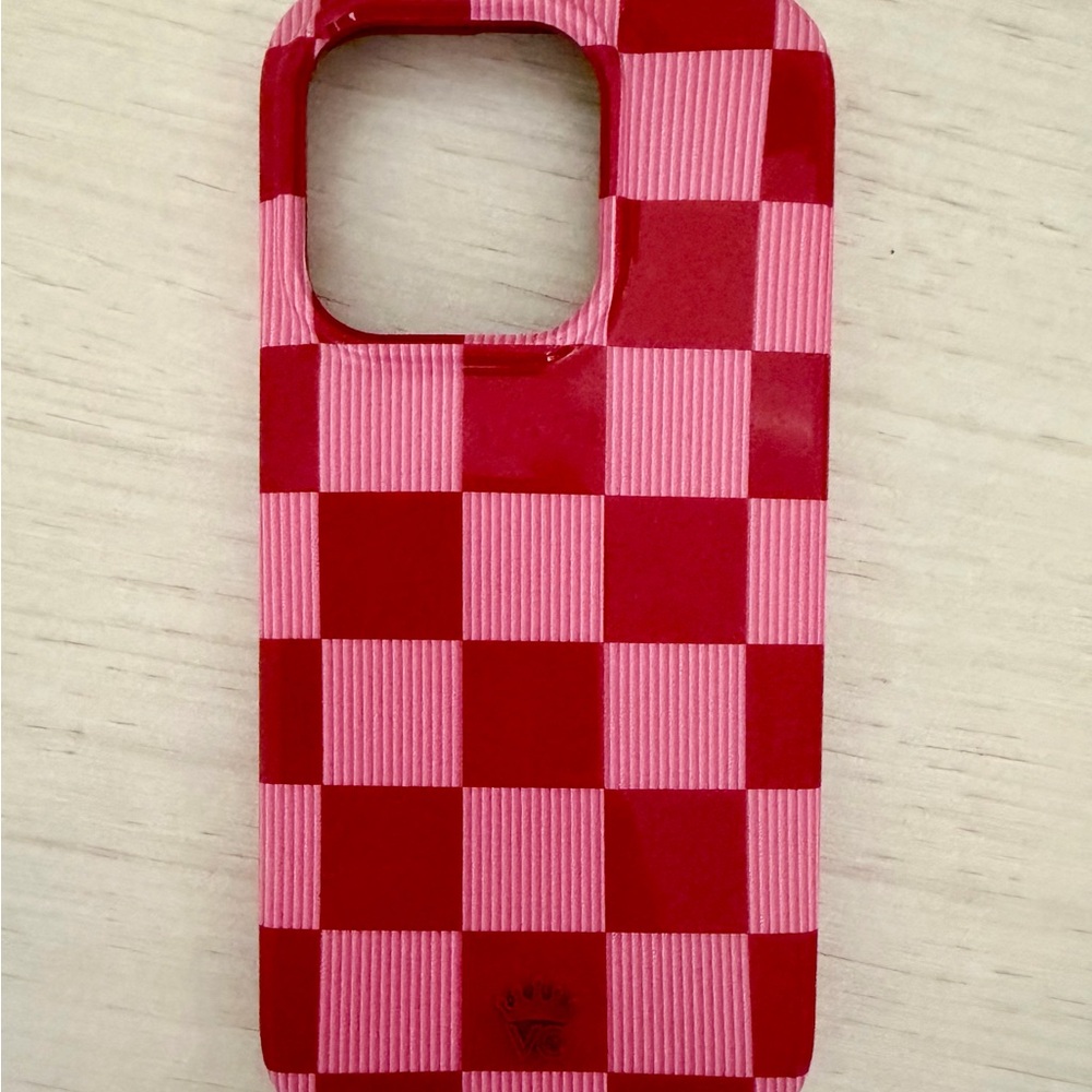 Red and Pink Checkered iPhone 15 Pro Case